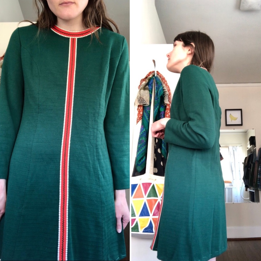 Vintage Green 60s/70s Mod Dress